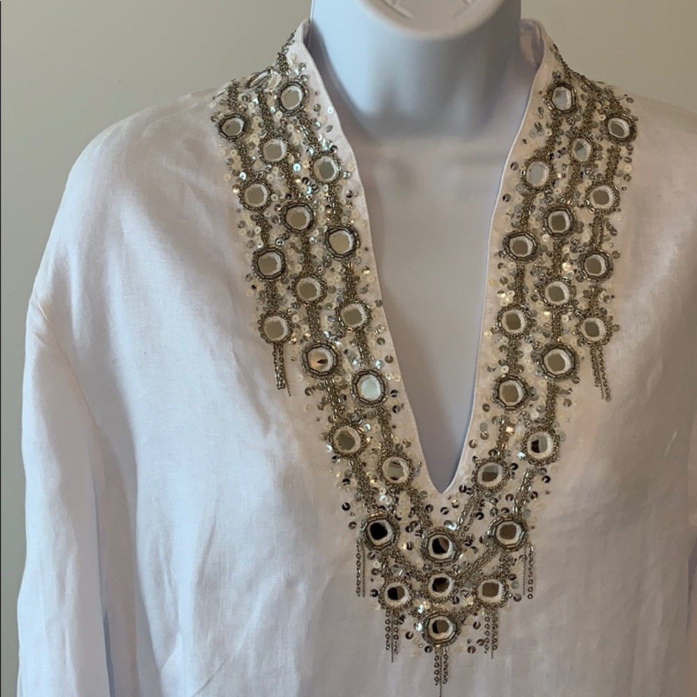 Lafayette 148 New York V-Neck Linen Blouse